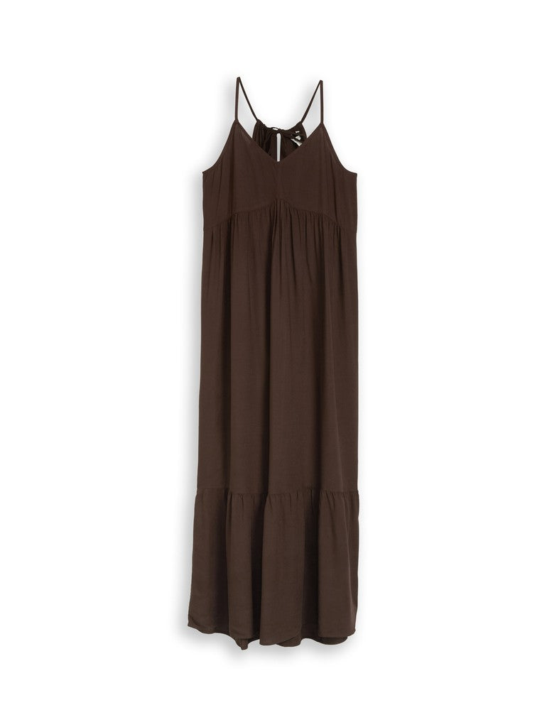 TOM TAILOR DENIM WOMEN flowy maxi dress Freizeitshirts /-blusen TOM TAILOR DENIM WOMEN cool dark brown XS