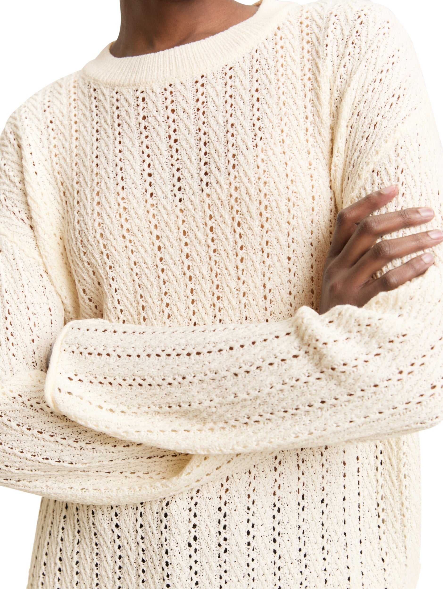TOM TAILOR DENIM WOMEN Knit Open Structure Crew Neck Freizeitpullover TOM TAILOR DENIM WOMEN