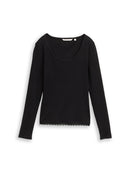 TOM TAILOR DENIM WOMEN longsleeve T-shirt with lace Freizeitshirts /-blusen TOM TAILOR DENIM WOMEN Black XS