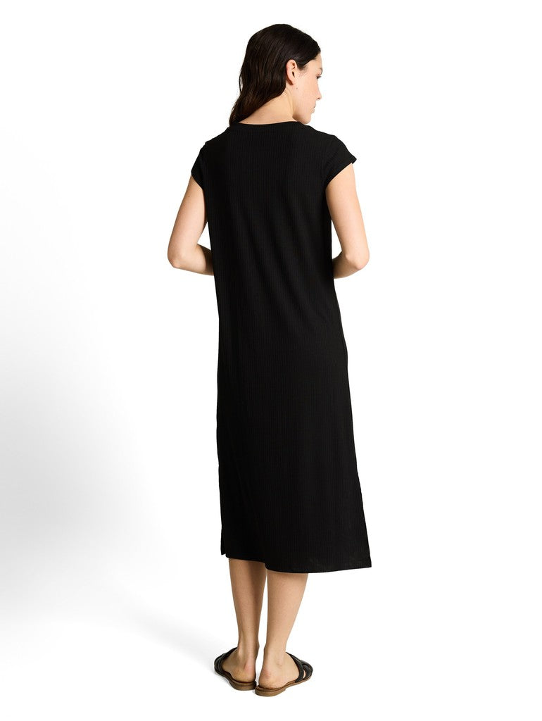 TOM TAILOR DENIM WOMEN Midi structure dress with cap Freizeitshirts /-blusen TOM TAILOR DENIM WOMEN
