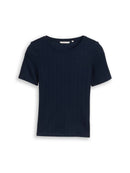 TOM TAILOR DENIM WOMEN Pointelle T-Shirt Freizeitshirts /-blusen TOM TAILOR DENIM WOMEN Black XS
