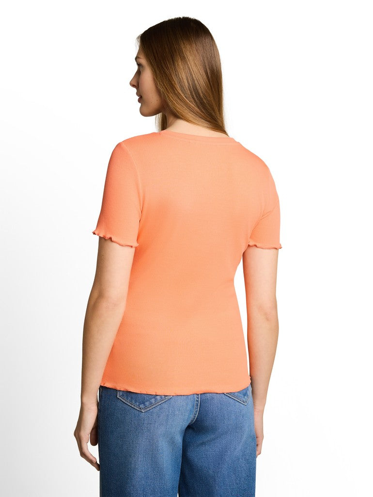 TOM TAILOR DENIM WOMEN rib T-shirt with frill edge Freizeitshirts /-blusen TOM TAILOR DENIM WOMEN