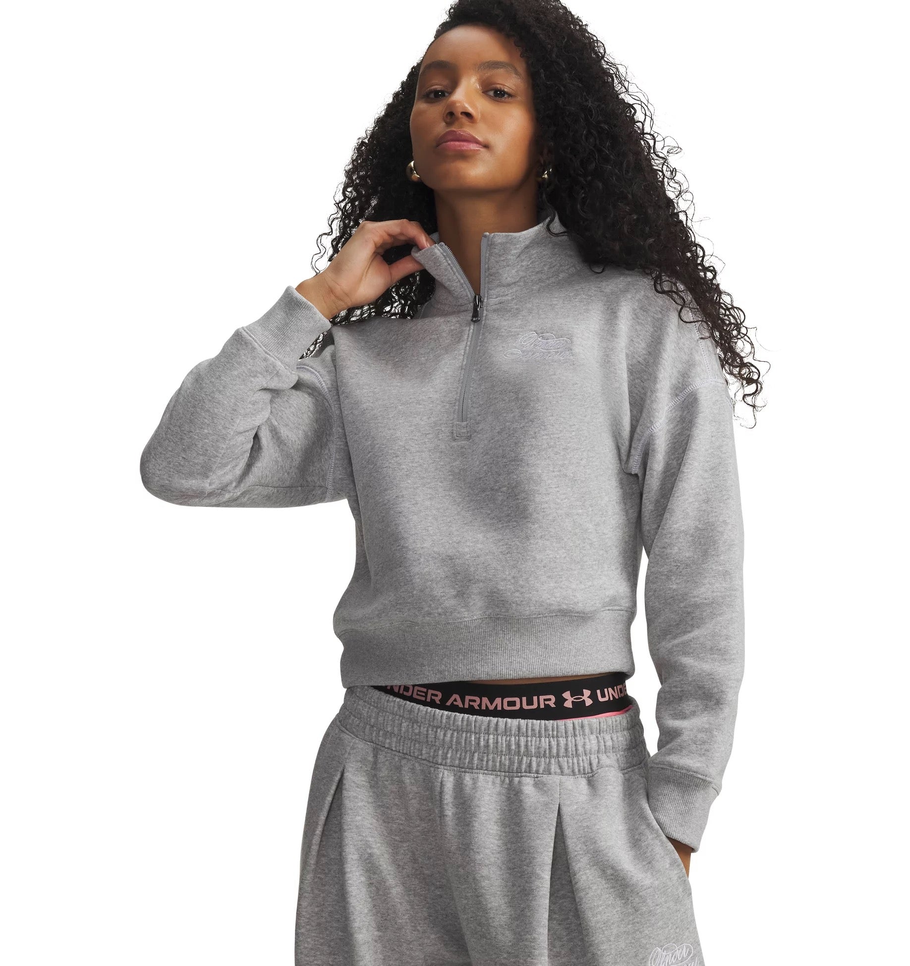 UNDER ARMOUR RIVAL FLEECE SCRIPT HZ Trainingsjacken UNDER ARMOUR 011 MOD GRAY LIGHT HEATHER XS
