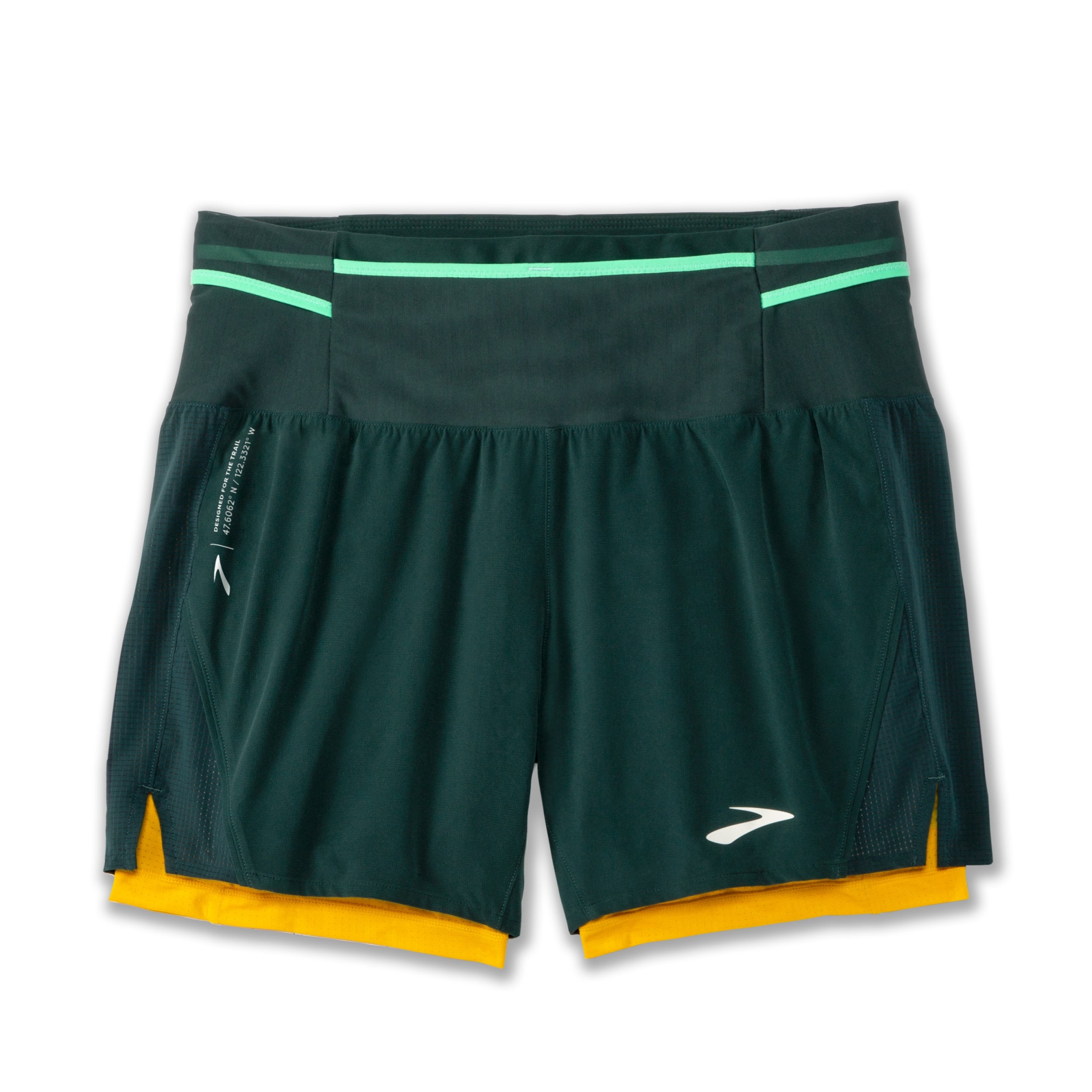BROOKS High Point 5"" 2-in-1 Short 2.0 Laufhosen BROOKS Carbon/Lemon Chrome S